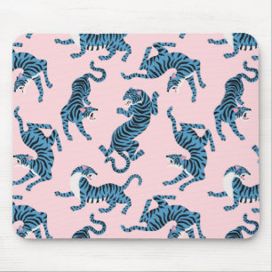 Blaues Tiger-asiatisches Muster Mousepad