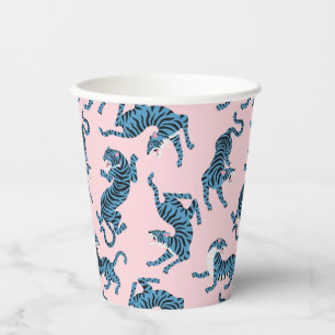 Blaues Tiger-asiatisches Muster Pappbecher