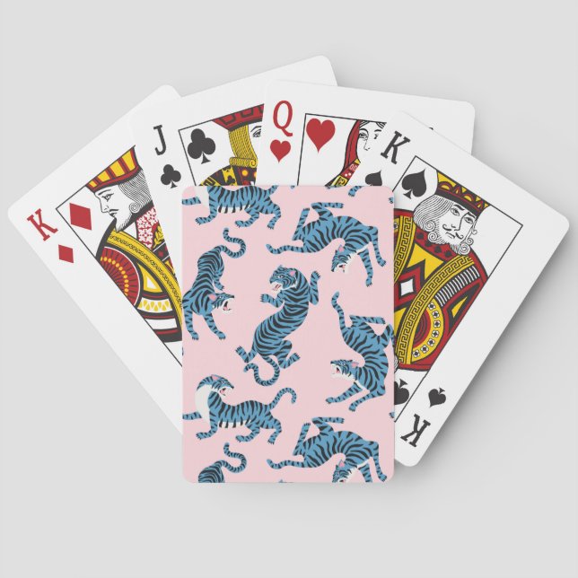 Blaues Tiger-asiatisches Muster Spielkarten (Rückseite)