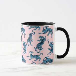 Blaues Tiger-asiatisches Muster Tasse