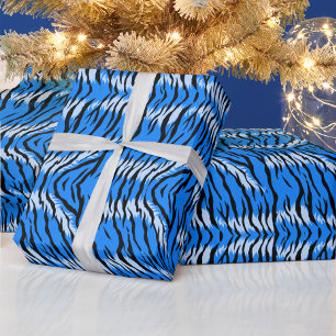Blaues Tiger-Tierhaut-Musterdesign  Geschenkpapier