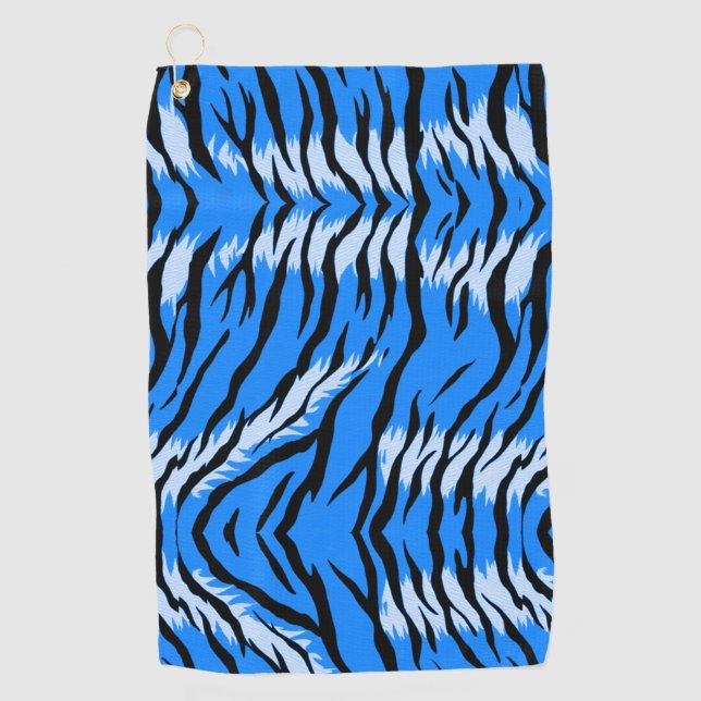 Blaues Tiger-Tierhaut-Musterdesign  Golfhandtuch (Vorderseite)
