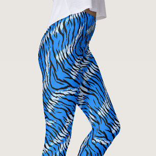 Blaues Tiger-Tierhaut-Musterdesign Leggings