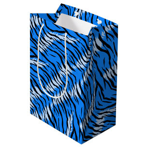 Blaues Tiger-Tierhaut-Musterdesign Mittlere Geschenktüte