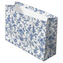 Blaues Toile de Jouy französisches Land Blumenmust