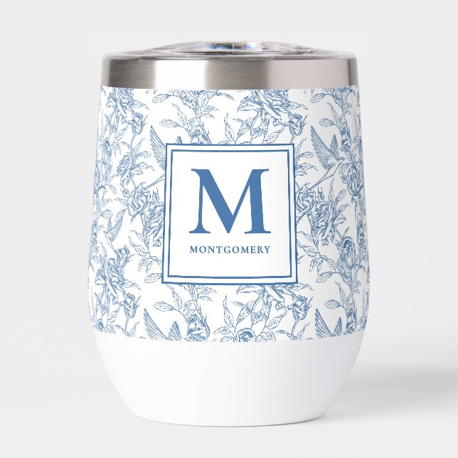 Blaues Toile-Französisches Monogramm Name (Vorderseite)