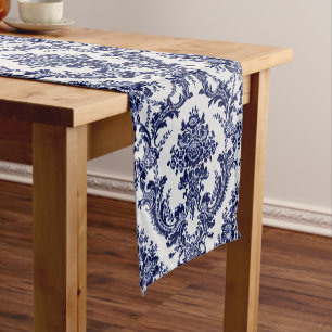 Blaues Toile Kurzer Tischläufer