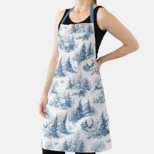 Blaues Toile-Weihnachtsmuster Schürze