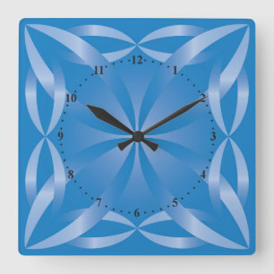 blaues Topaz-Muster Quadratische Wanduhr