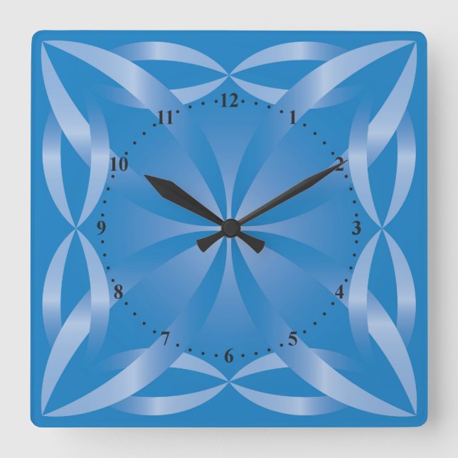 blaues Topaz-Muster Quadratische Wanduhr (Vorderseite)