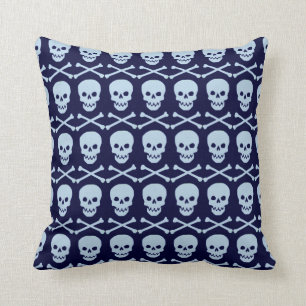 Blaues Totenkopf mit gekreuzter Kissen