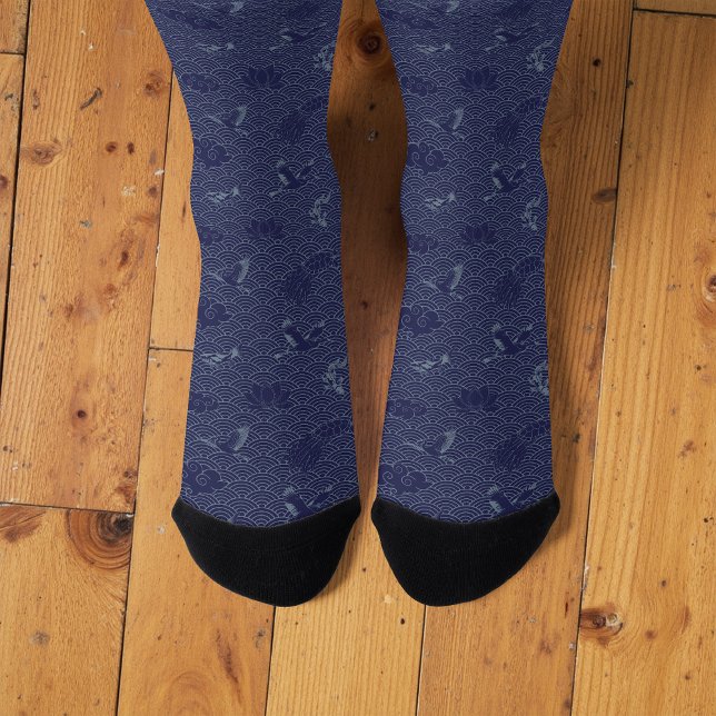 Blaues traditionelles japanisches Wave Seigaiha Mu Socken (Von Creator hochgeladen)