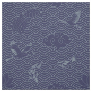 Blaues traditionelles japanisches Wave Seigaiha Mu Stoff