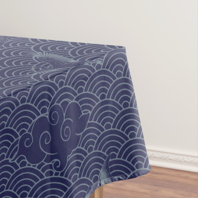 Blaues traditionelles japanisches Wave Seigaiha Mu Tischdecke (Beispiel)