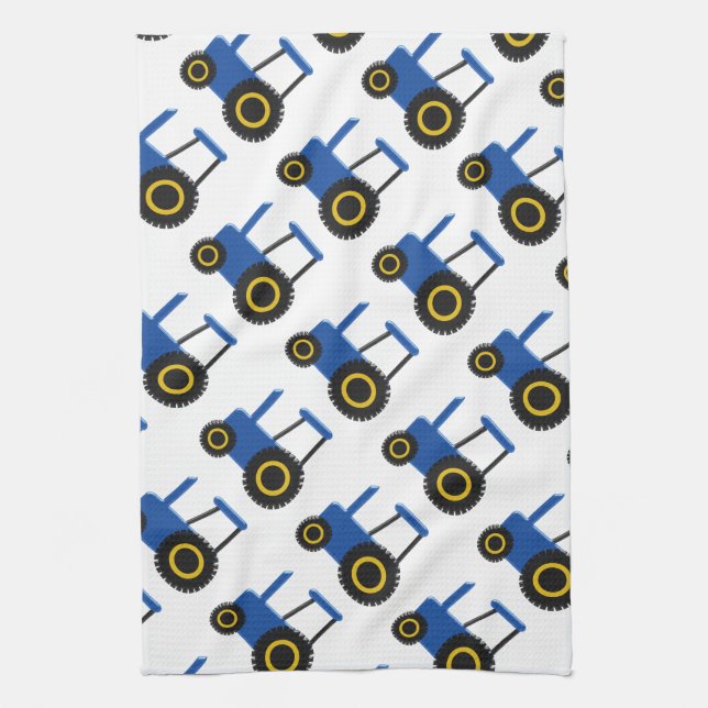 Blaues Traktor-Design Geschirrtuch (Vertikal)