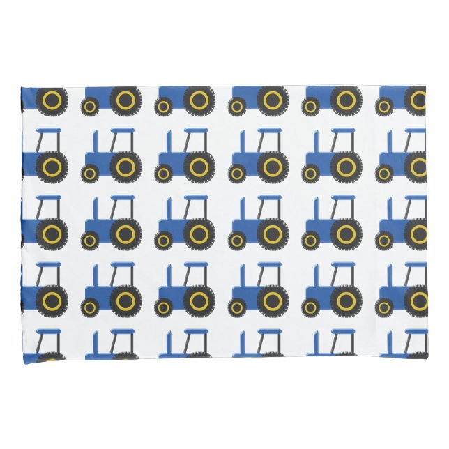 Blaues Traktor-Muster Kissenbezug (Vorderseite-Rechts)