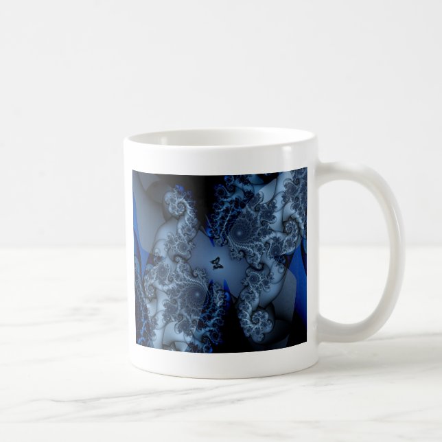 Blaues Traumschmetterling-Fraktal Kaffeetasse (Rechts)