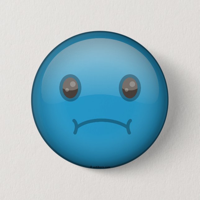 Blaues trauriges button (Vorderseite)