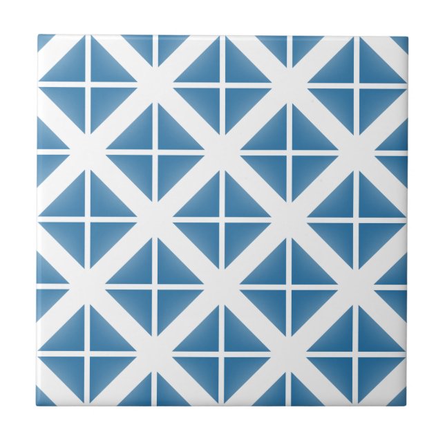 Blaues Trenddreieck-Muster Fliese (Vorderseite)