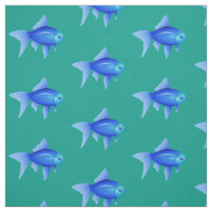Blaues tropisches Fischmuster auf dem Aquarium Stoff