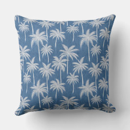 Blaues tropisches Fleckchen Palm Trees Pillow Kissen