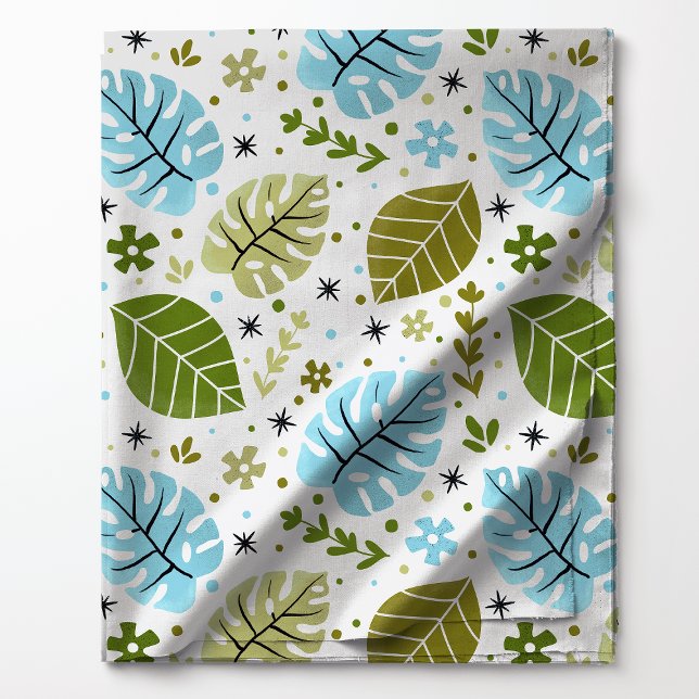 Blaues tropisches Monstera-Leaf-Muster Stoff (Von Creator hochgeladen)