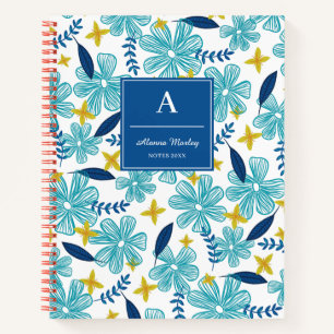 Blaues tropisches Muster Notizbuch