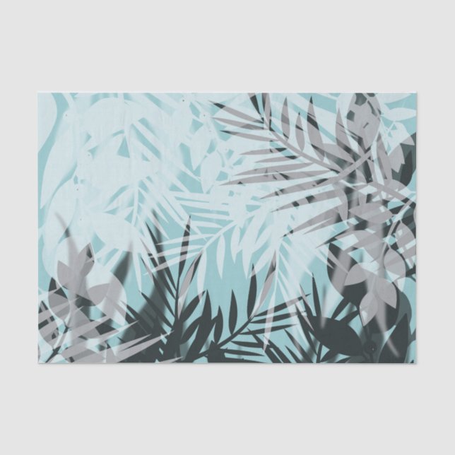 Blaues tropisches Muster Seidenpapier (Vorderseite)