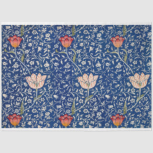 Blaues Tulpen-Kunstmusterdesign von William Morris Seidenpapier