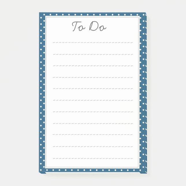 Blaues Tupfen-Muster Post-it Klebezettel (Vorderseite)