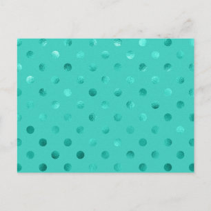 Blaues Türkis Metallisches Imitat Foil Polka Dot A Postkarte