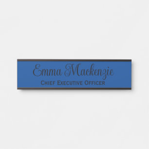Blaues Türschild für Büro