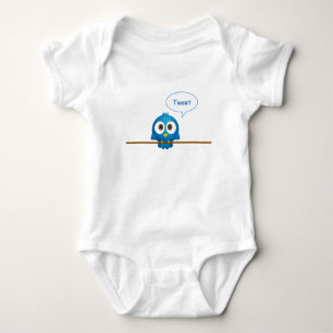 Blaues Twittervogel-Cartoon-Baby-Shirt Baby Strampler