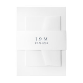 Blaues Typograpy-Monogramm-Hochzeit Einladungsbanderole