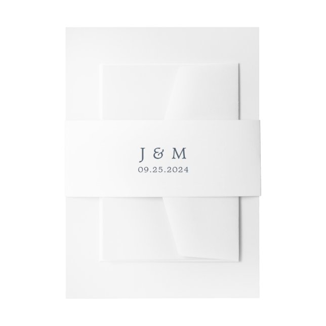 Blaues Typograpy-Monogramm-Hochzeit Einladungsbanderole (Vorderseite Beispiel)