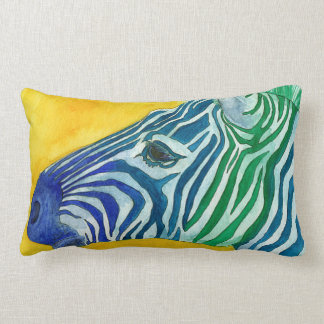 Blaues u. grünes Zebra-Wurfs-Kissen Lendenkissen
