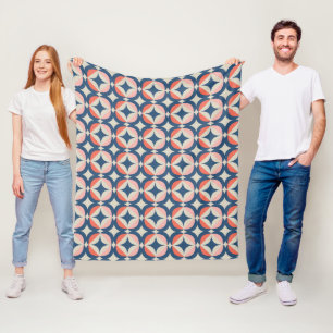 Blaues u. korallenrotes geometrisches Muster Fleecedecke