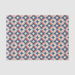 Blaues u. korallenrotes geometrisches Muster Seidenpapier