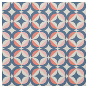 Blaues u. korallenrotes geometrisches Muster Stoff