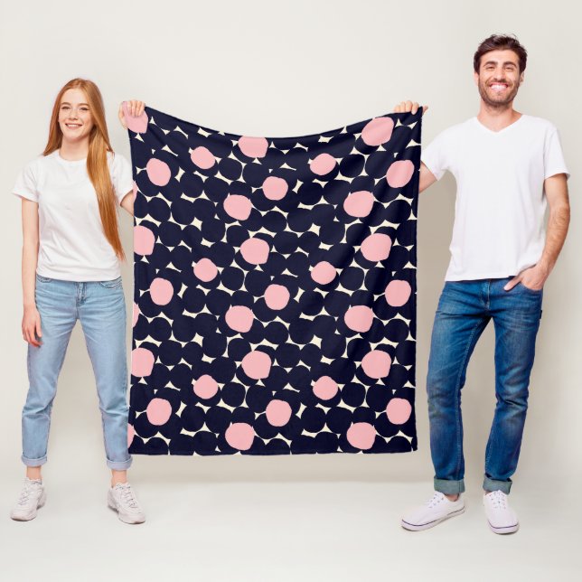 Blaues u. rosa großes Punkt-Muster Fleecedecke (Beispiel)