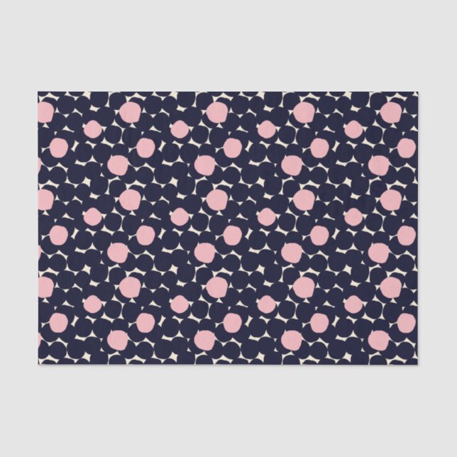 Blaues u. rosa großes Punkt-Muster Seidenpapier (Vorderseite)