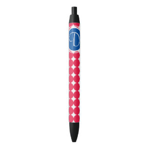 Blaues u. rotes Tupfen-Monogramm Kugelschreiber