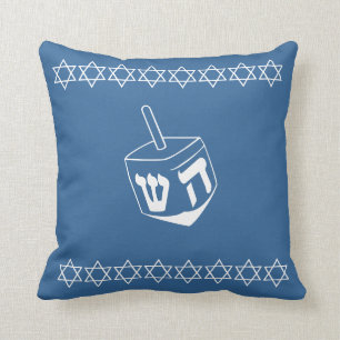BLAUES u. WEISSES MED, DREIDEL u. STERNE pillow Kissen