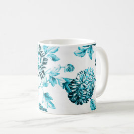 Blaues u. weißes Vintages BlumenToile No.2 Kaffeetasse