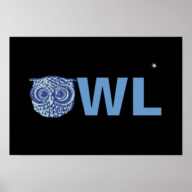 Blaues Uhu Poster (Vorne)