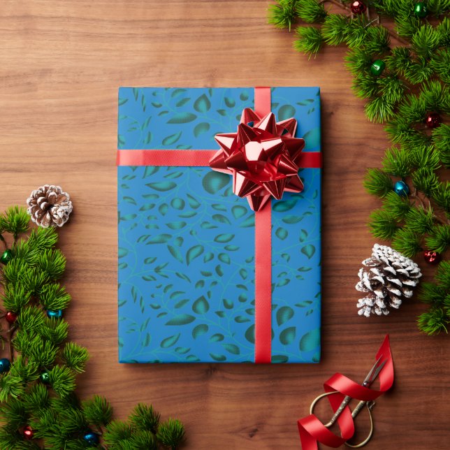 Blaues Umhüllungspapier mit geometrischem Muster Geschenkpapier (Feiertagsgeschenk)