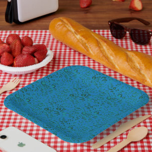 Blaues Umhüllungspapier mit geometrischem Muster Pappteller