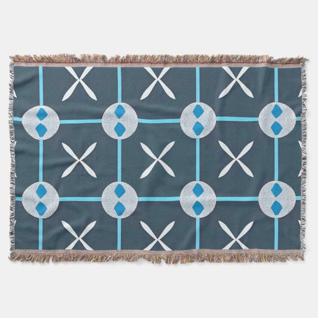 Blaues und Abstraktes geometrisches Muster Decke (Vorderseite)
