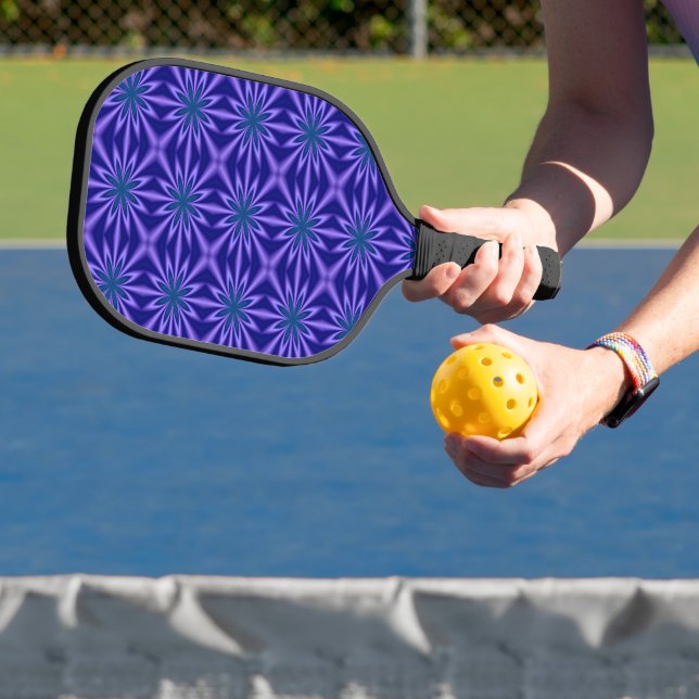 Blaues und Aquamarines Abstraktes Blumenmuster Pickleball Schläger (InSitu)