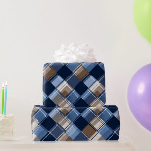 Blaues und braunes Vatertagsmuster  Geschenkpapier